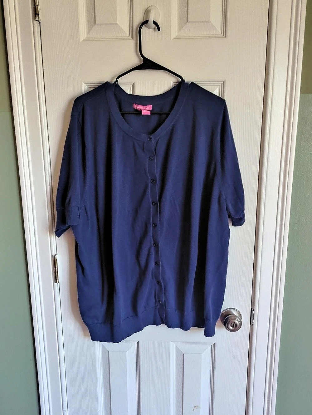 Women Within Button Front Cotton Cardigan in Blue Size 4X Like New